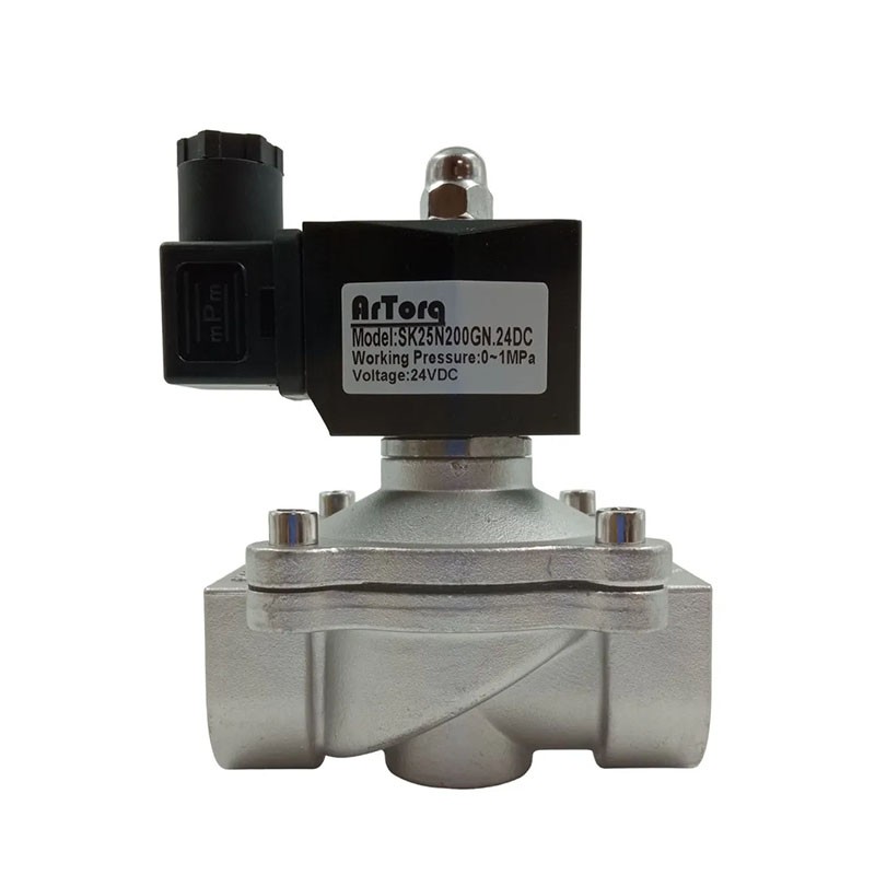 Соленоидный клапан Artorq SK DN 65 PN 10 из нержавеющей стали G-2 1/2'' нормально закрытый DC24В VITON до 150гр.-1