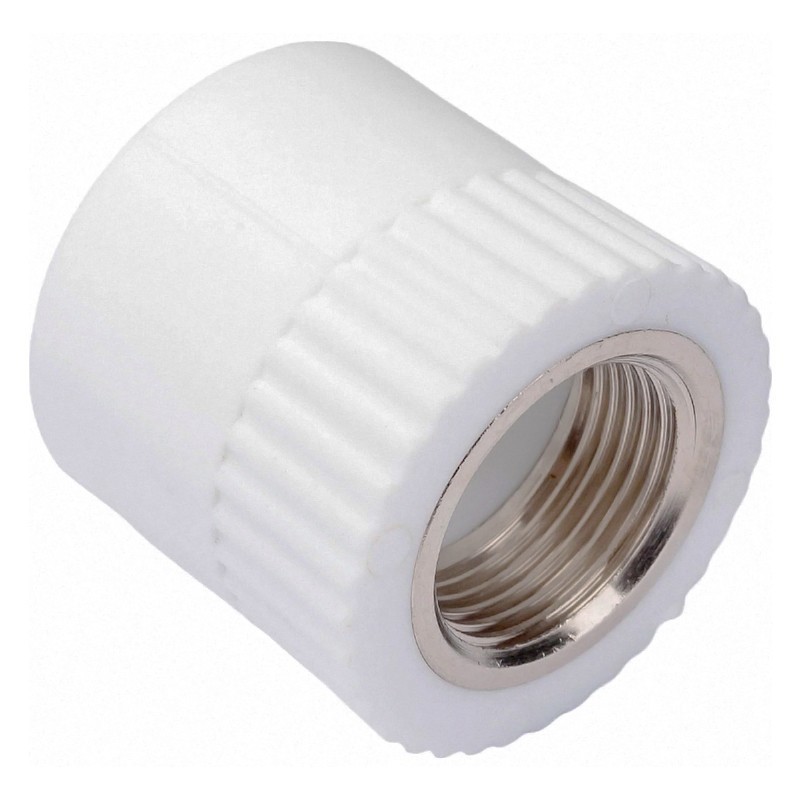 Муфта комбинированная ПП 50-1 1/2'' PN 25 под ключ с внутренней резьбой белая РТП 10659-1