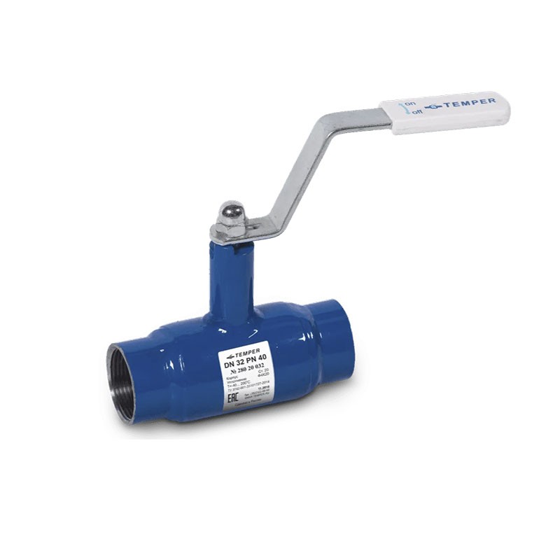 Кран стальной шаровой Temper, DN100-80, PN25, 240мм, муфта-муфта с ручкой-1
