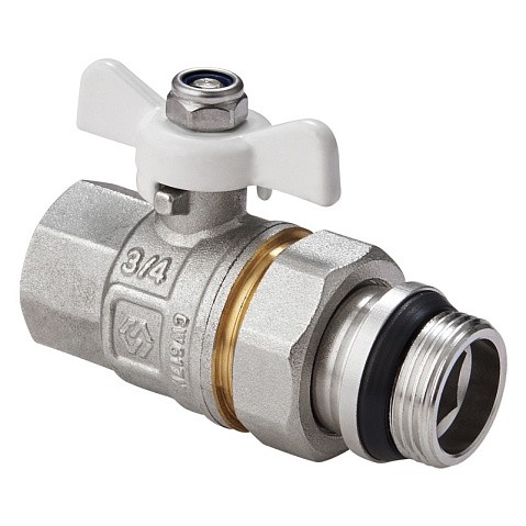Кран латунный шаровой MVI BV.521 DN 20 PN 40 с уплотнением никелированный полнопроходной американка бабочка купить в Волгограде | "Проконсим"