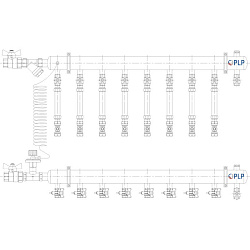  Коллекторный узел на 8 выход. PLP УКЭО-ЭКОНОМ 5-30/25-60кПа Ду50 1'' - 1/2'' Ру10 сталь, подкл. боковое левое (922156048) со склада Проконсим в Волгограде