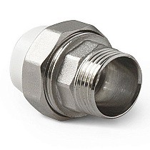 Муфты ПП DN 20-75 PN 25 комбинированные разъёмные с наружной резьбой белые Pro Aqua купить в Волгограде | "Проконсим"