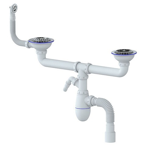 сифон для двойной мойки Unicorn В731VР, 40х50 гибкий отвод, 3 1/2'' х40 с отводом для стиральной машины, круглый перелив купить в Волгограде | "Проконсим"