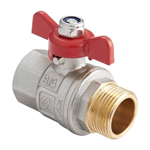 Кран латунный шаровой MVI BV.514 DN 20 PN 40 никелированный полнопроходной муфта-штуцер бабочка купить в Волгограде | "Проконсим"
