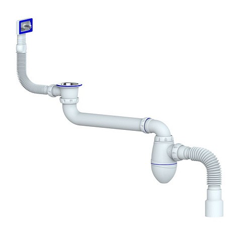 Сифон для умывальника Unicorn АС22, 40х50 гибкий отвод, 1 1/2'' х40 чаша из нержавеющей стали, прямоугольный перелив, со смещением купить в Волгограде | "Проконсим"