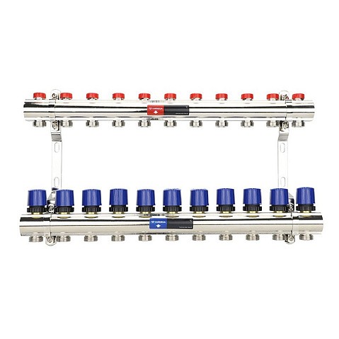 Коллекторная группа из латуни DN 25-11 вых. G-3/4'' евроконус, без расходомеров, без дренажного крана и воздухоотводчика VARMEGA VM15811 купить в Волгограде | "Проконсим"