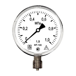 картинка Манометр технический показывающий МТ-100 до 1,0 МПа М20х1,5, эконом интернет-магазин оптовых поставок Проконсим являющийся официальным дистрибьютором в России 
