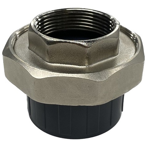 Муфта разборная НПВХ DN 50-1 1/2" PN 16 клеевая с внутренней латунной резьбой черная Aquaviva AQVBBD50F купить в Волгограде | "Проконсим"