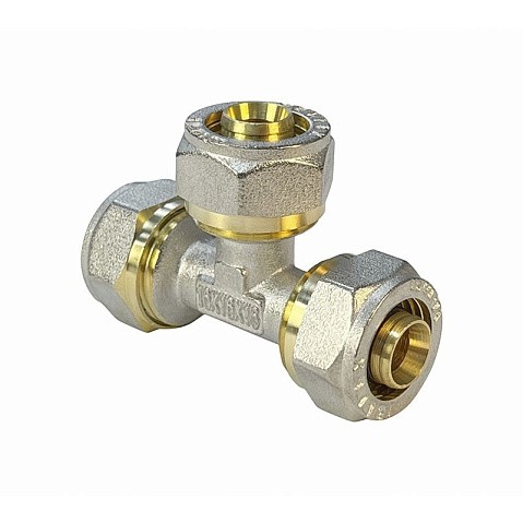 Тройники латунные для PEX труб DN 16-32 PN 10 обжимные никелированные Valfex VF.331.N купить в Волгограде | "Проконсим" Тройники латунные для PEX труб DN 16-32 PN 10 обжимные никелированные Valfex VF.331.N купить в Волгограде | "Проконсим"