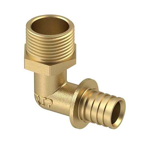 Угольник латунный для PEX труб  16-1/2''  PN 16  под надвижную гильзу с наружной резьбой  РосТурПласт купить в Волгограде | "Проконсим"