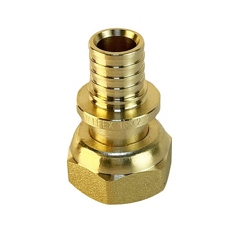 Муфта латунная для PEX труб 20-1/2'' PN 16 S-2,8мм переходная  с накидной гайкой Valfex VF.422.AF купить в Волгограде | "Проконсим"