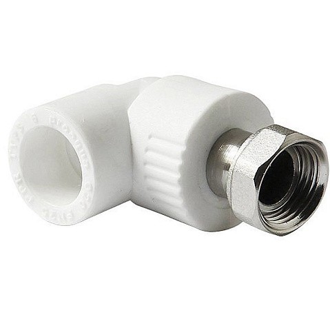 Угольник комбинированный ПП 25-1'' PN 25 с накидной гайкой белый Pro Aqua PA29215 купить в Волгограде | "Проконсим"