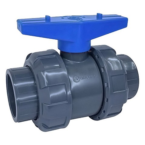 Кран шаровый клеевой НПВХ DN 63 PN 16 уплотнение EPDM/TPV черный Aquaviva AQVBVD63 купить в Волгограде | "Проконсим"