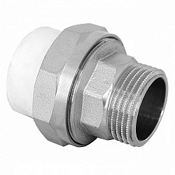  Муфта комбинированная ПП 25-1/2'' PN 25, разъёмная, с наружной резьбой, белая, РосТурПласт 10643 10643 (251210703) со склада Проконсим в Волгограде