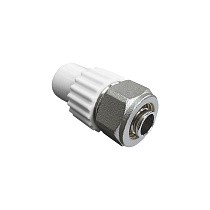 Муфта комбинированная для соединения PPR-PE-AL-PE труб 20x16 PN 25 белая VALFEX купить в Волгограде | "Проконсим"