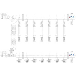  Коллекторный узел на 7 выход. PLP УКЭО-ЭКОНОМ 5-30/25-60кПа Ду50 1'' - 1/2'' Ру10 сталь, подкл. боковое левое (922156047) со склада Проконсим в Волгограде