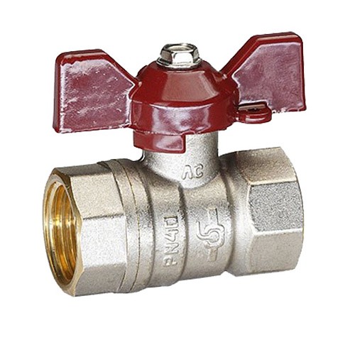 Краны латунные шаровые DN 15-32 PN 40 никелированные бабочка муфта-муфта Temper 88 купить в Волгограде | "Проконсим"