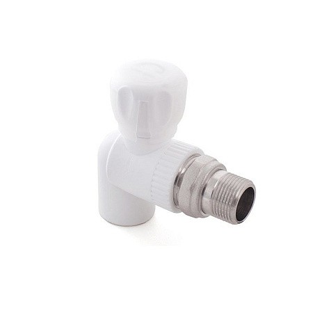 Кран шаровой для радиатора ПП 20-1/2'' PN 25 угловой с американкой белый РТП 10585 купить в Волгограде | "Проконсим"