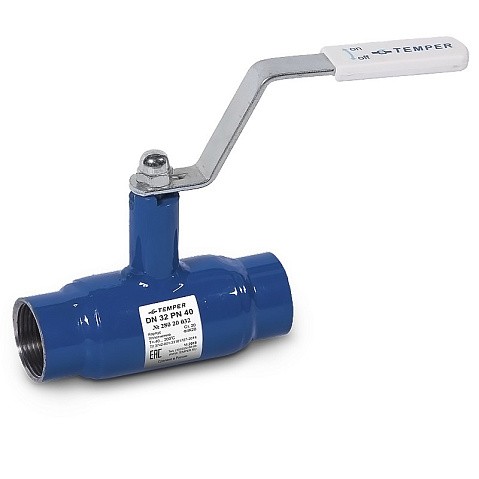 Кран стальной шаровой DN 25-20 PN40 100мм муфта-муфта с ручкой Temper купить в Волгограде | "Проконсим"