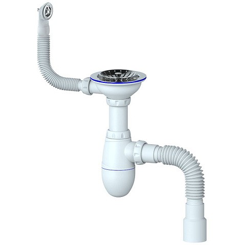 Сифон для мойки Unicorn В426P, 40х50 гибкий отвод, 3 1/2'' х40 чаша из нержавеющей стали, прямоугольный перелив купить в Волгограде | "Проконсим"