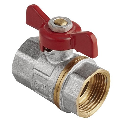 Кран латунный шаровой MVI AquaHit BV.313.04 DN 15 PN 25 бабочка муфта-муфта полнопроходной никелированный купить в Волгограде | "Проконсим"
