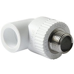 Распродажа! Угольник комбинированный ПП 20-1/2'' PN25, с наружной резьбой, белый, Pro Aqua PA27008P  (251339403) со склада Проконсим в Волгограде