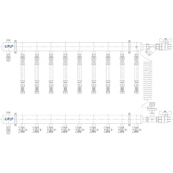  Коллекторный узел на 9 выход. PLP УКЭО-ЭКОНОМ 5-30/25-60кПа Ду50 1'' - 1/2'' Ру10 сталь, подкл. правостороннее (922156059) со склада Проконсим в Волгограде