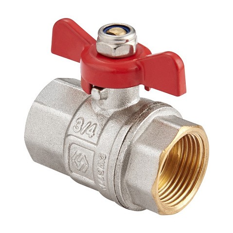 Кран латунный шаровой MVI BV.513 DN 25 PN 40 никелированный полнопроходной муфта-муфта бабочка купить в Волгограде | "Проконсим"