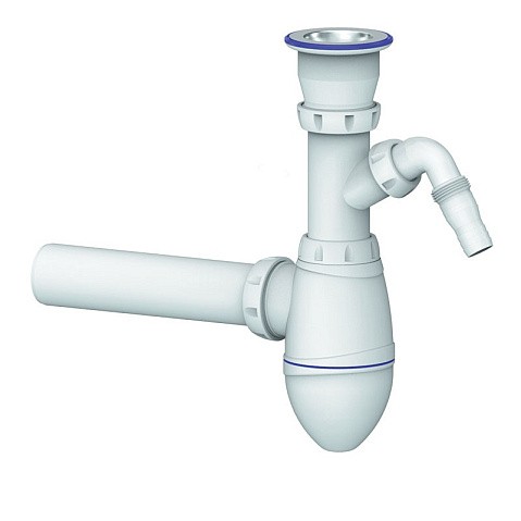 Сифон для мойки Unicorn В310V, 40х40 прямой отвод, 1 1/2'' х40 чаша из нержавеющей стали с отводом для стиральной машины купить в Волгограде | "Проконсим"
