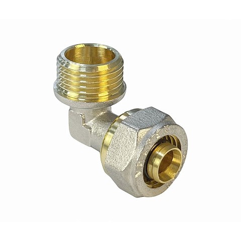 Угольник латунный для PEX труб 20-3/4'' PN 10 обжимной никелированный Valfex VF.352.N  купить в Волгограде | "Проконсим"