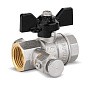Кран латунный шаровой DN 15 PN 40 никелированный под манометр муфта-муфта бабочка LD Pride купить в Волгограде | "Проконсим"