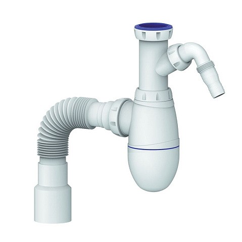 Сифон для мойки Unicorn В520V, 40х50 гибкий отвод, 1 1/2'' х40 с отводом для стиральной машины преходник 40х32 купить в Волгограде | "Проконсим"
