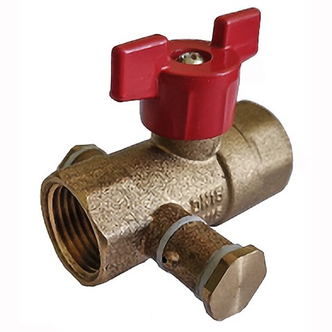 Кран латунный шаровой DN 20 PN 16 с дренажными патрубками G3/4'' муфта-муфта бабочка Пензапромарматура купить в Волгограде | "Проконсим"