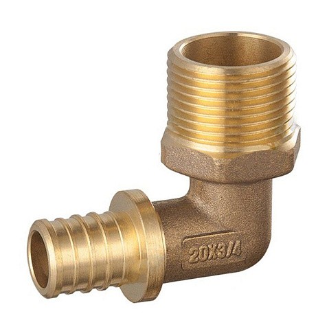 Угольник латунный для PEX DN 20 с наружной резьбой 1/2'' под надвижную гильзу PLP купить в Волгограде | "Проконсим"