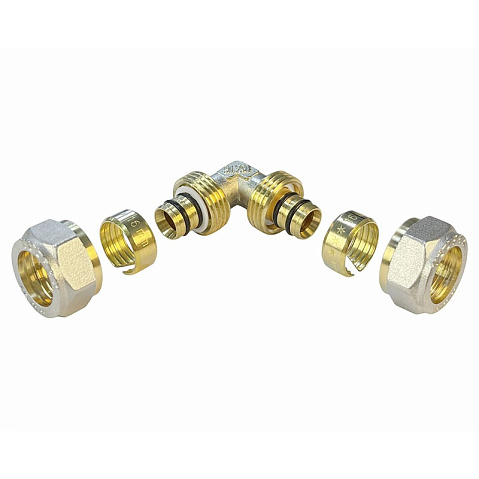 Угольник латунный для PEX труб 16-16 PN 10 обжимной никелированный Valfex VF.351.N  купить в Волгограде | "Проконсим"
