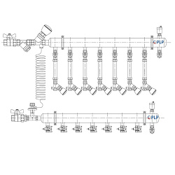  Коллекторный узел на 7 выход. PLP УКЭО-МАКСИМУМ 5-30/25-60кПа Ду50 1'' - 1/2'' Ру10 сталь, подкл. боковое левое (922156287) со склада Проконсим в Волгограде