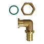 Угольник латунный для PEX труб  20-1/2''  PN 16  под надвижную гильзу с накидной гайкой  РосТурПласт купить в Волгограде | "Проконсим"