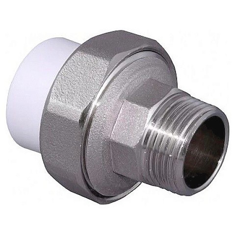 Муфта комбинированная ПП 25-1/2'' PN 25 разъёмная с наружной резьбой белая VALFEX  купить в Волгограде | "Проконсим"