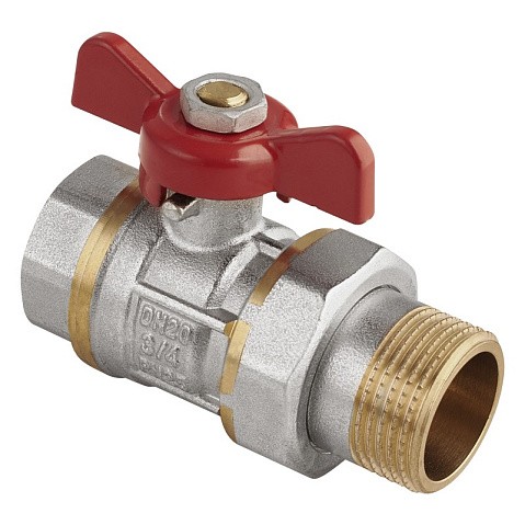 Кран латунный шаровой MVI AquaHit BV.320.04 DN 15 PN 25 бабочка американка полнопроходной никелированный купить в Волгограде | "Проконсим"