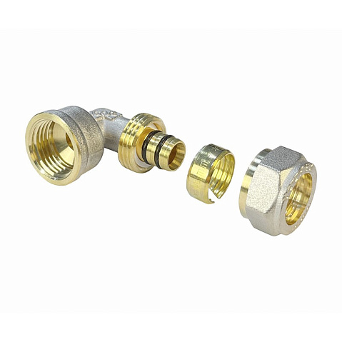 Угольник латунный для PEX труб 16-1/2'' PN 10 обжимной никелированный Valfex VF.352.N  купить в Волгограде | "Проконсим"