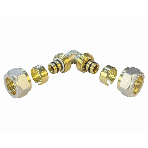 Угольник латунный для PEX труб 20-20 PN 10 обжимной никелированный Valfex VF.351.N  купить в Волгограде | "Проконсим"