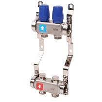 Коллекторная группа из нержавеющей стали DN 25-2 выхода G-3/4'' без расходомеров, без дренажного крана и воздухоотводчика, евроконус MVI MS.402.06 купить в Волгограде | "Проконсим"