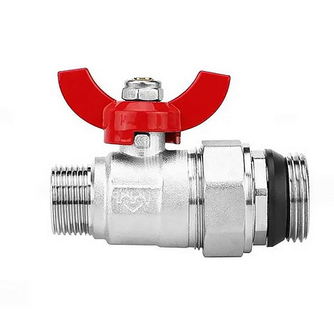 Кран шаровой латунный DN 25 PN 10 никелированный прямой  для коллектора (2 шт.) Varmega VM15951 купить в Волгограде | "Проконсим"
