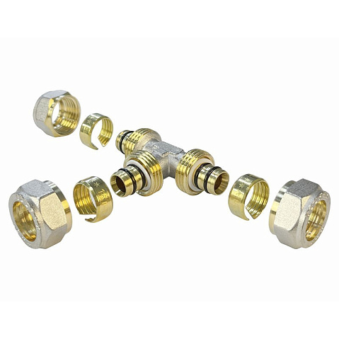 Тройники латунные для PEX труб DN 16-32 PN 10 обжимные никелированные Valfex VF.331.N купить в Волгограде | "Проконсим"