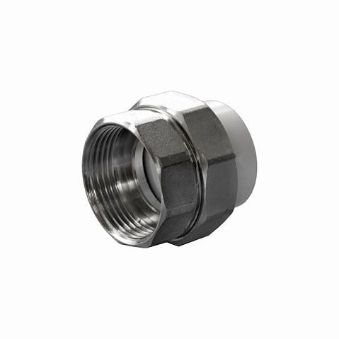 Муфтаразъемная ПП 25-1/2''  с внутренней резьбой белая Политэк купить в Волгограде | "Проконсим"