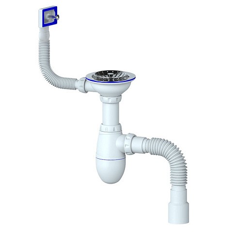 Сифон для мойки Unicorn В425P, 40х50 гибкий отвод, 3 1/2'' х40 чаша из нержавеющей стали, прямоугольный перелив купить в Волгограде | "Проконсим"