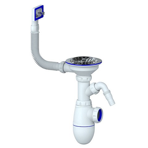 Сифон для мойки Unicorn В430V, без отвода, 3 1/2'' х40 с отводом для стиральной машины, прямоугольный перелив купить в Волгограде | "Проконсим"