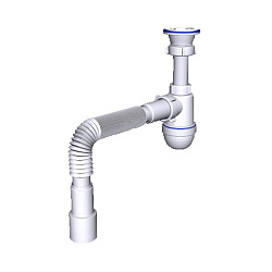  Сифон для умывальника-мойки бутылочный АНИ C0115 1 1/2 с гибкой трубой 40/50 (421100853) со склада Проконсим в Волгограде