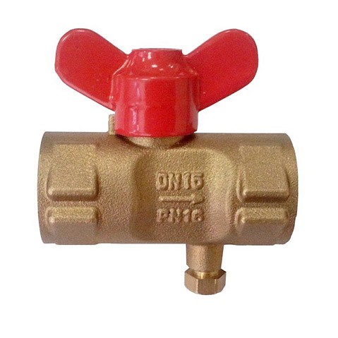 Кран латунный шаровой 11Б27п(М)1 DN 15 PN 16 трёхходовой под манометр G1/2"-М20х1,5 муфта-муфта бабочка Пензапромарматура купить в Волгограде | "Проконсим"