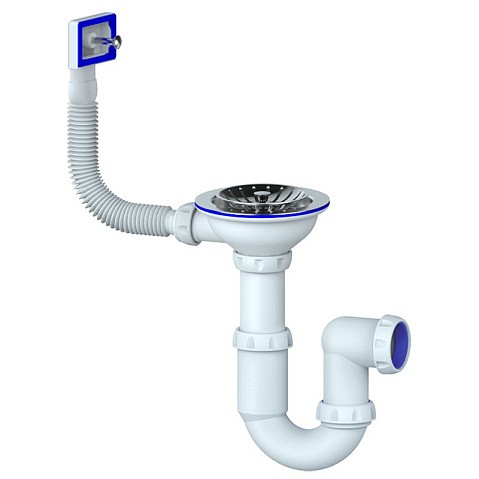Сифон для мойки Unicorn Y410, без отвода, 3 1/2'' х40 чаша из нержавеющей стали, прямоугольный перелив купить в Волгограде | "Проконсим"